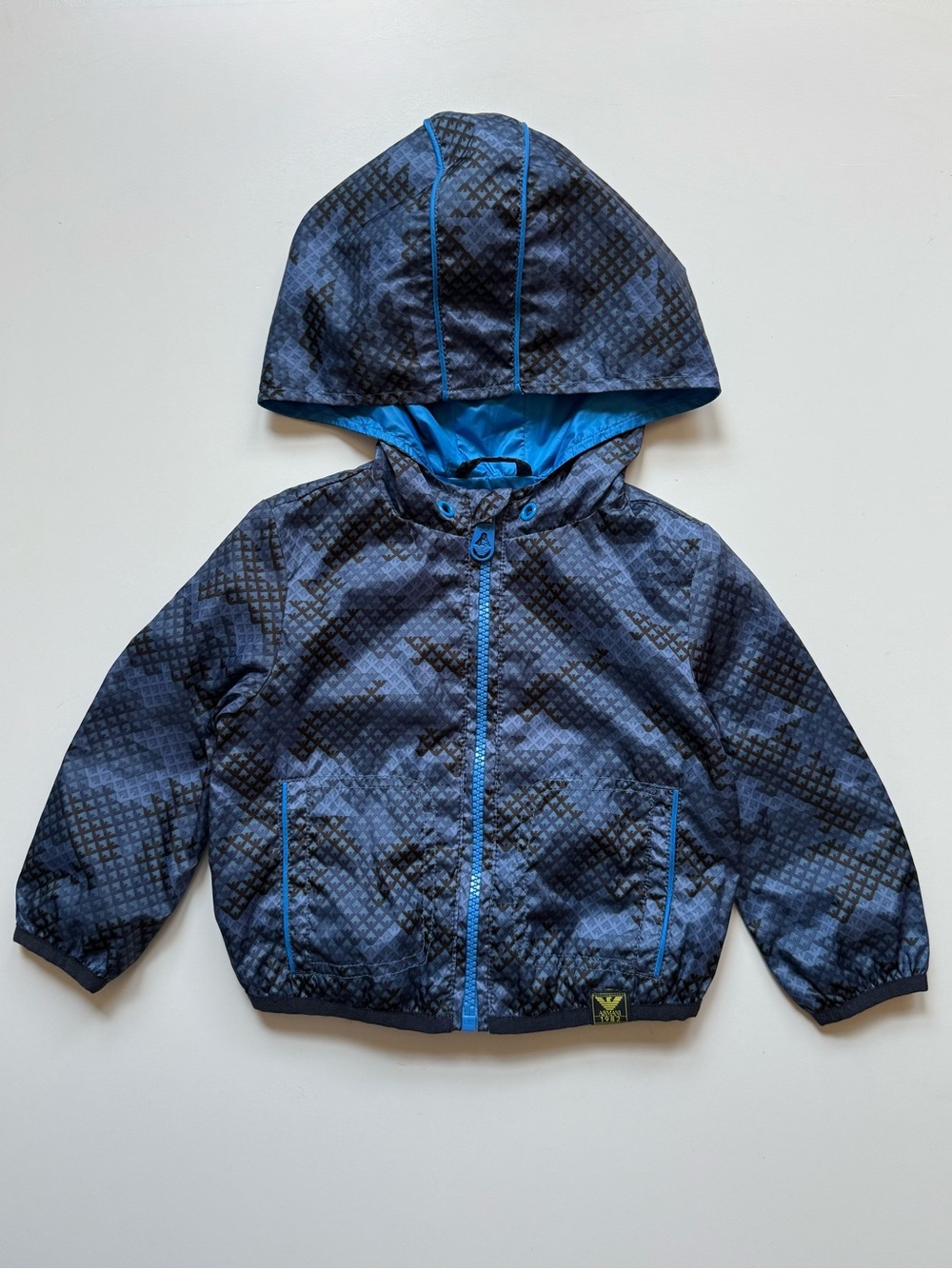 Armani Baby Unisex Blue Blouson Nylon Hooded Jacket